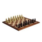 Isle of Lewis II Ivory & Brown Resin Chess Pieces 3.5″ With Mahogany Chess Board 20″