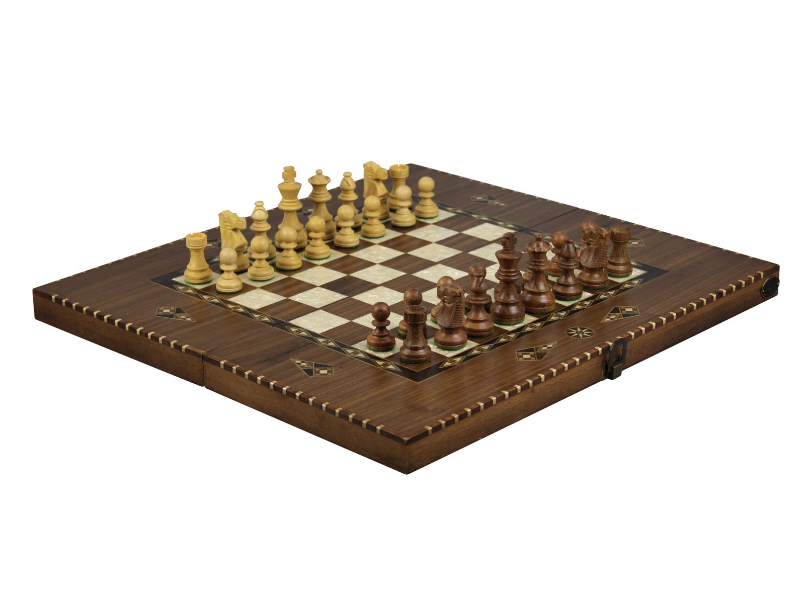 walnut rural chess and backgammon set with french lardy sheesham chess pieces