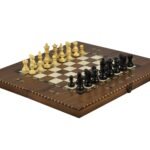 Luxury Range Helena Chess & Backgammon Set “Rural Walnut” With Ebonised Classic Staunton Chess Pieces 20″
