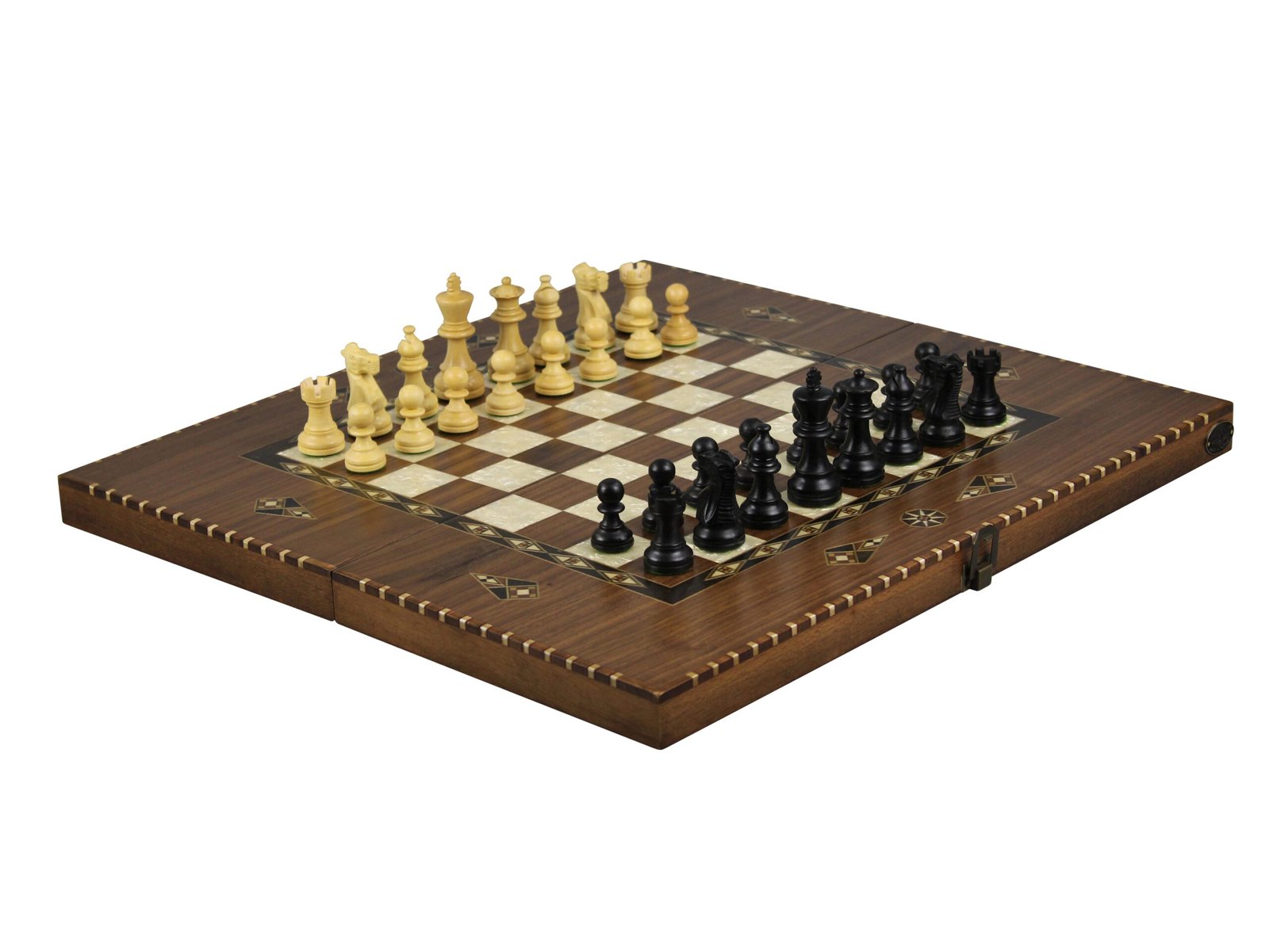 walnut ebonised classic staunton chess and backgammon set