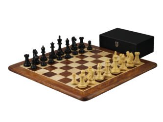 Original Range Chess Set Sheesham Flat Board 20″ With Ebonised Fierce Knight Chess Pieces 3.75″