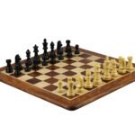 Original Range Chess Set Sheesham Flat Board 20″ With Ebonised German Staunton Chess Pieces 3.75″
