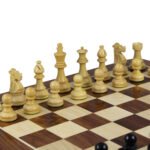 Original Range Chess Set Sheesham Flat Board 20″ With Ebonised French Knight Chess Pieces 3.75″
