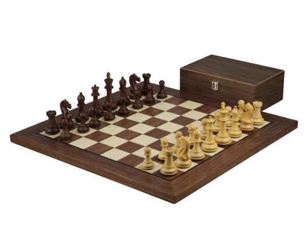 Walnut Chess Set 20 Inch With Helena Flat Chess Board and Weighted Sheesham Fierce Knight Staunton Chess Pieces 3.75 Inch