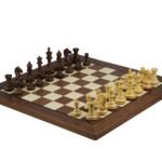 Staunton Range Helena Flat Board Chess Set Walnut 20″ Weighted Sheesham Fierce Knight Staunton Chess Pieces 3.75″