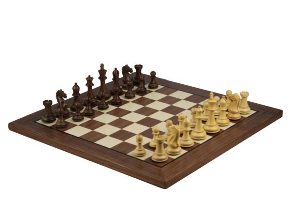 walnut chess board with sheesham fierce knight chess pieces