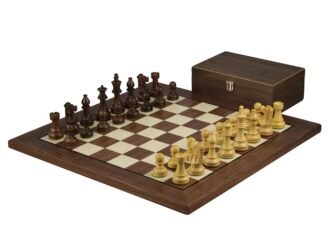 Staunton Range Helena Flat Board Chess Set Walnut 20″ Weighted Sheesham French Knight Staunton Chess Pieces 3.75″