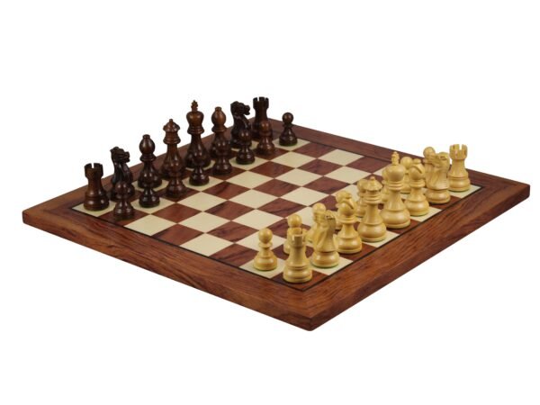 rosewood chess board with sheesham executive staunton chess pieces