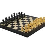 Staunton Range Helena Flat Board Chess Set Ebonywood 20″ Weighted Ebonised King Bridal Staunton Chess Pieces 3.75″