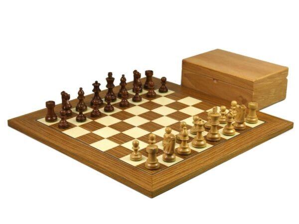 Executive Range Wooden Chess Set Teak Board 18'' Weighted Sheesham French Knight Pieces 3''
