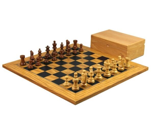 Executive Range Wooden Chess Set Olive Board 18'' Weighted Sheesham French Knight Pieces 3''