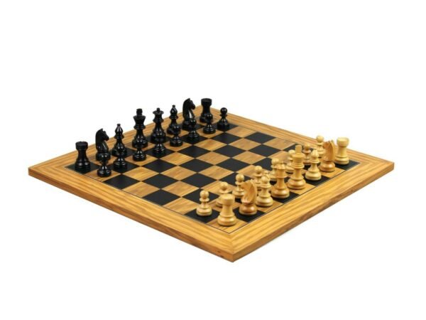 Executive Range Wooden Chess Set Olive Board 18'' Weighted Ebonised German Staunton Pieces 3'' - Image 2
