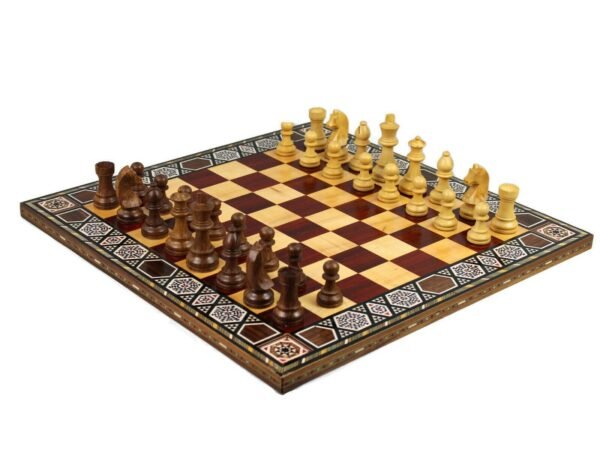 Premium Range Rose Chess Board With Wooden German Stuanton Chess Pieces 3'' - CRWML17''