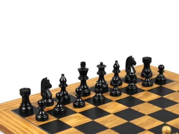 Executive Range Wooden Chess Set Olive Board 18'' Weighted Ebonised German Staunton Pieces 3'' - Image 3