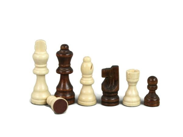 Elevate your chess game with these exquisitely crafted Wooden Chess Pieces, thoughtfully accompanied by a convenient Sliding Storage Box. This timeless set is designed to enhance your chess-playing experience with both elegance and practicality. Crafted from high-quality wood, each chess piece showcases meticulous attention to detail. From the intricately carved knights to the regal kings and queens, these pieces exude sophistication. The warm, natural tones of the wood lend a touch of classic charm to your game. What sets this set apart is the cleverly designed Sliding Storage Box. Fashioned from the same premium wood, it seamlessly houses each piece, ensuring they stay safe and well-protected between matches. The sliding mechanism makes access to your pieces effortless, while the interior is lined with felt to prevent any damage.