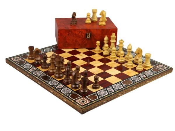 Premium Range Rose Chess Board With Wooden German Stuanton Chess Pieces 3'' - CRWML17'' - Image 5