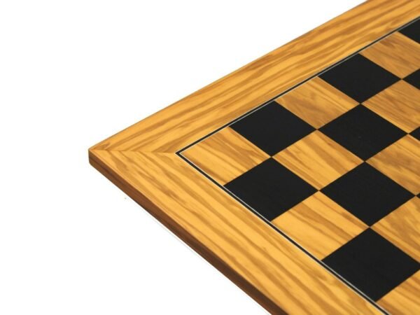 Executive Range Wooden Chess Set Olive Board 18'' Weighted Ebonised French Knight Pieces 3'' - Image 7