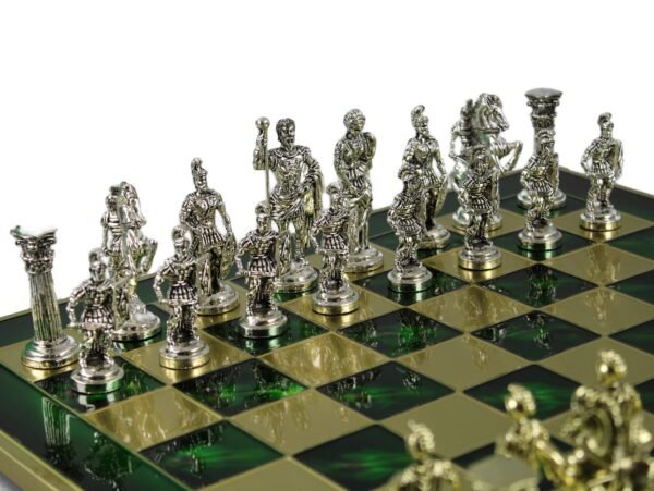 Emerald Green Metal Chess Set 18 Inch - Image 3