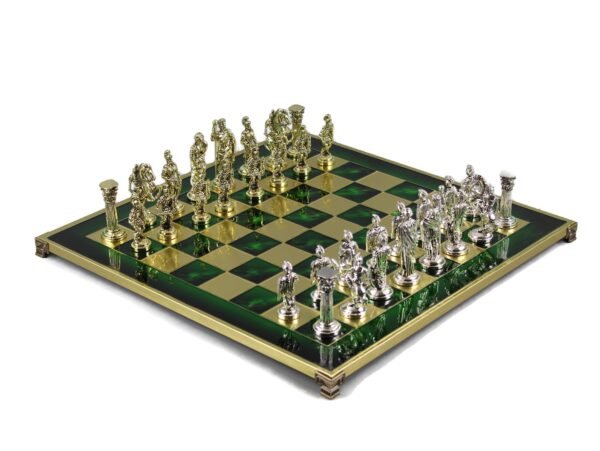Emerald Green Metal Chess Set 18 Inch