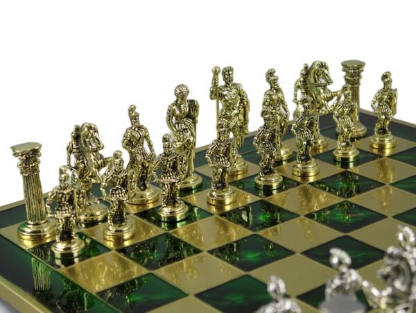 Emerald Green Metal Chess Set 18 Inch - Image 4