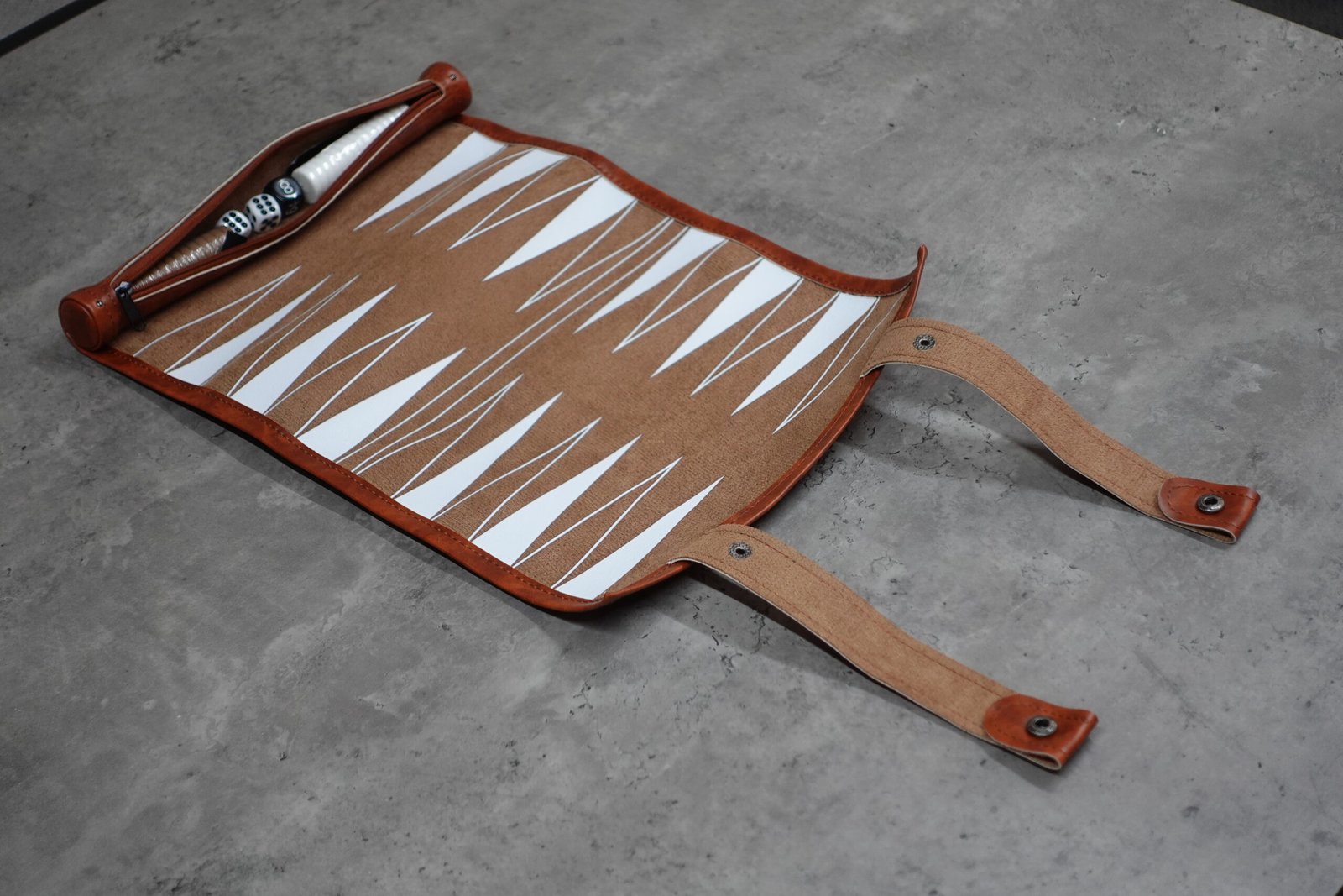 Brown Travel Roll Up Backgammon Set 13 Inch - Image 3