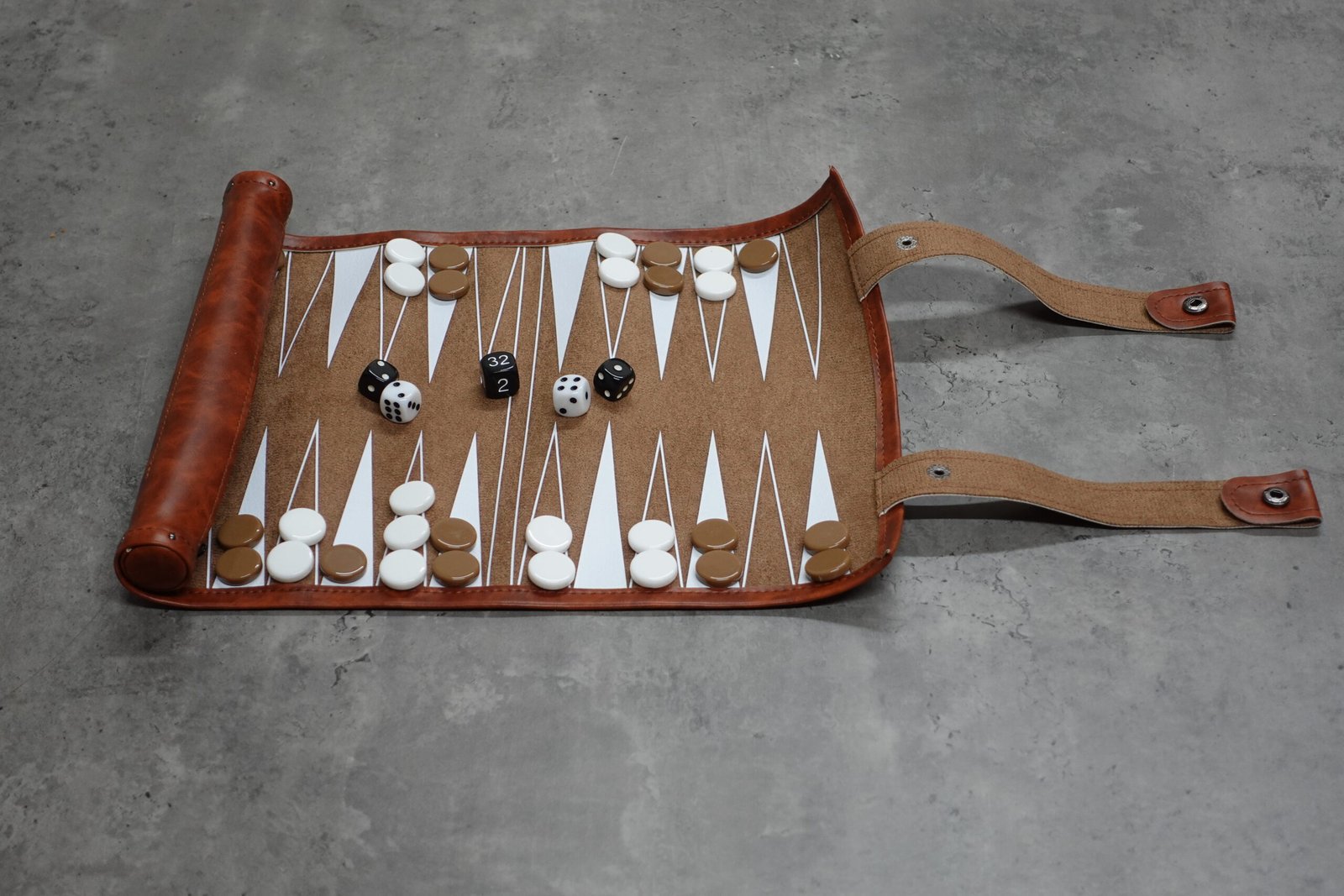 Brown Travel Roll Up Backgammon Set 13 Inch - Image 8