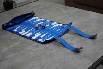 Blue Travel Roll Up Backgammon Set 13 Inch