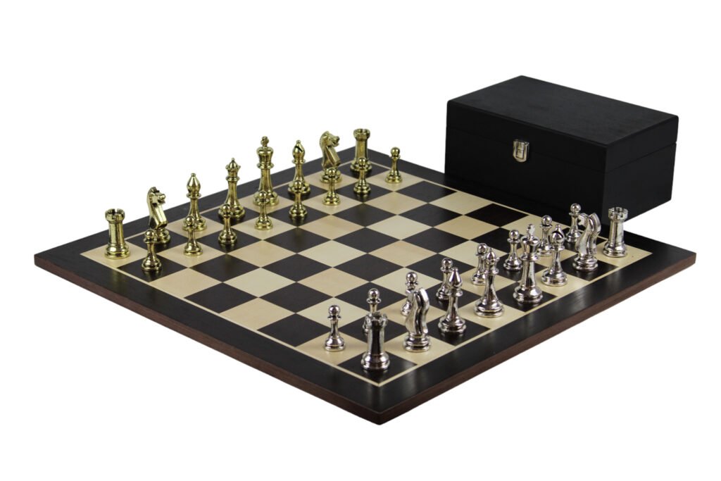 Wenge Chess Set 21 Inch with Staunton Metal Chess Pieces 3.8 Inch