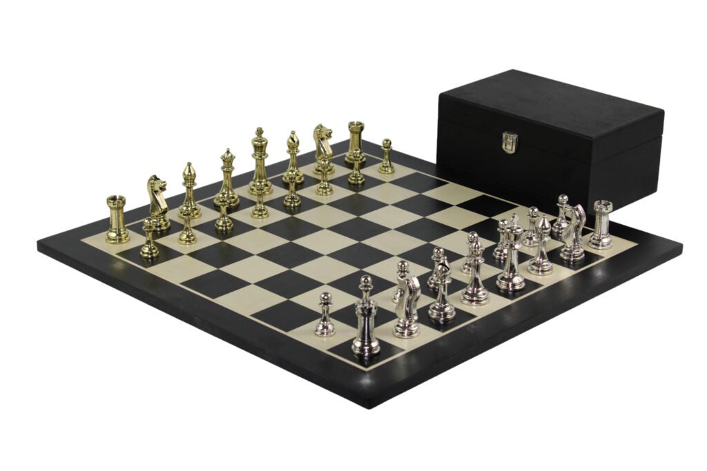 Black Chess Set 21 Inch with Staunton Metal Chess Pieces 3.8 Inch