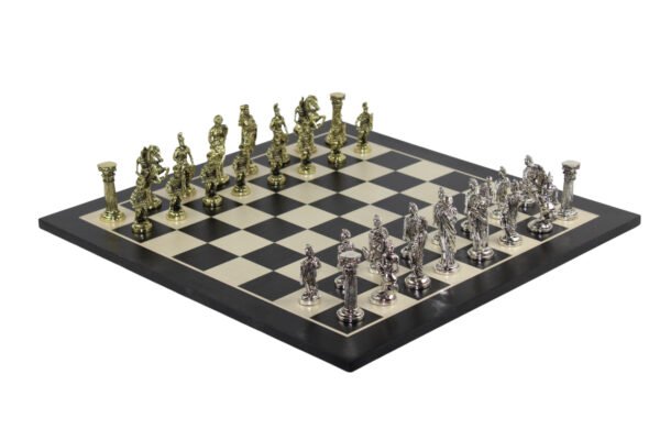 Black Chess Set 21 Inch with Roman Metal Chess Pieces 3.8 Inch - Image 2