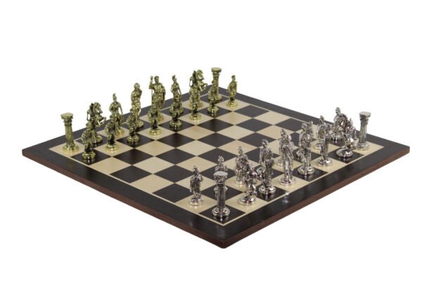 Wenge Chess Set 21 Inch with Roman Metal Chess Pieces 3.8 Inch - Image 2