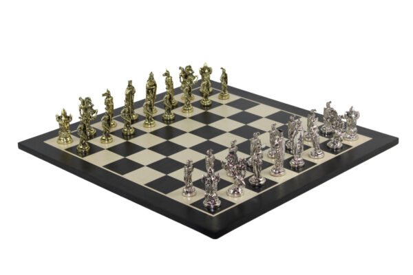 Black Chess Set 21 Inch with Crusaders Metal Chess Pieces 3.8 Inch - Image 2