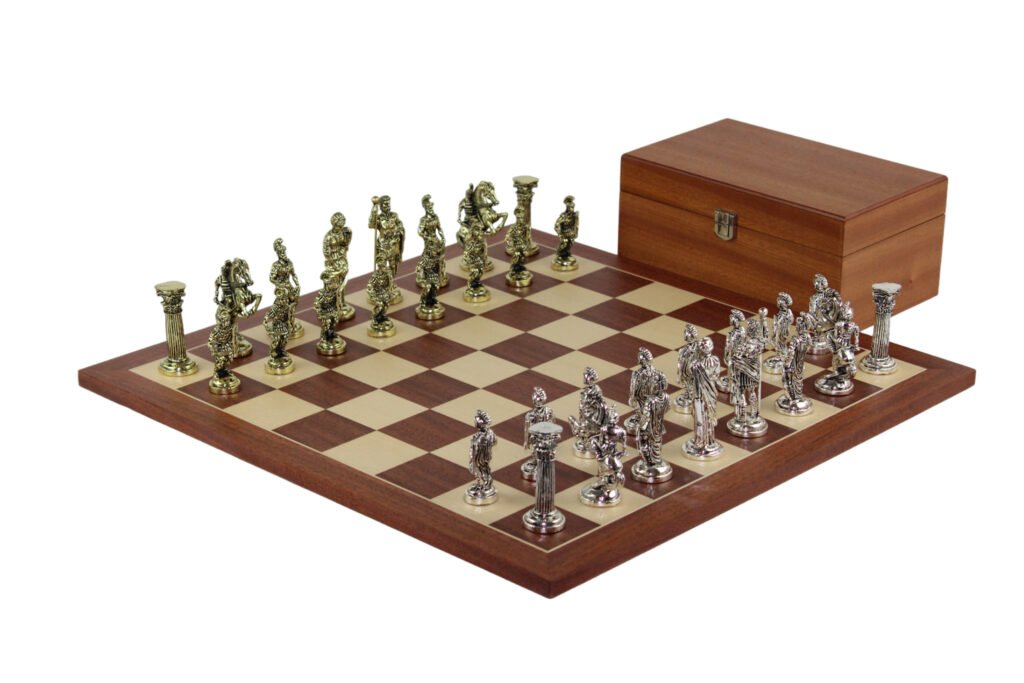 Mahogany Chess Set 21 Inch with Staunton Metal Chess Pieces 3.8 Inch