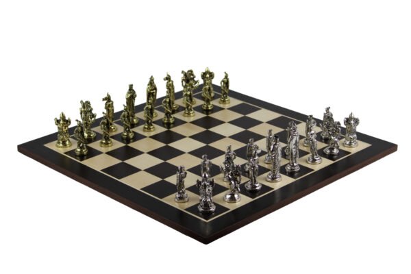 Wenge Chess Set 21 Inch with Crusaders Metal Chess Pieces 3.8 Inch - Image 2