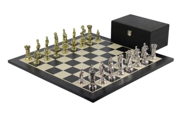 Black Chess Set 21 Inch with Mary Stuart Metal Chess Pieces 3.8