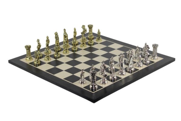 Black Chess Set 21 Inch with Mary Stuart Metal Chess Pieces 3.8 Inch - Image 2