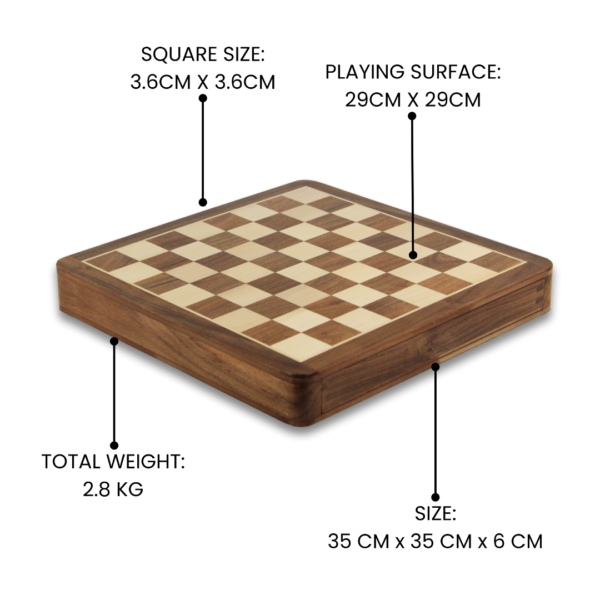 Solid Wood Sheesham Square Chess Set 14 Inch - Image 3