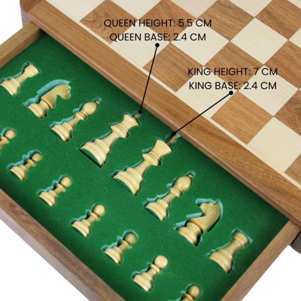 Solid Wood Sheesham Square Chess Set 14 Inch - Image 4