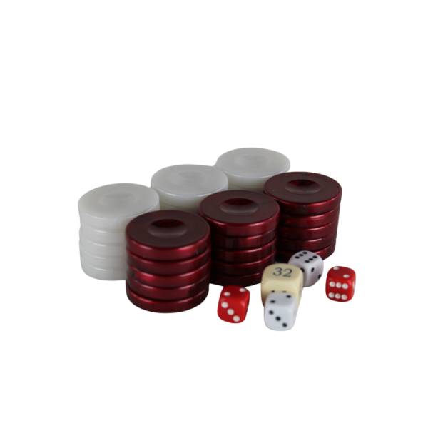Acrylic Red Pearl Backgammon Pieces 36 mm