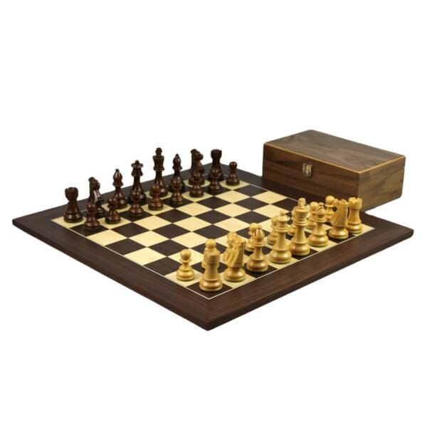 Macassar Chess Set 20 Inch with Weighted Sheesham Staunton French Knight Pieces 3.75 Inch