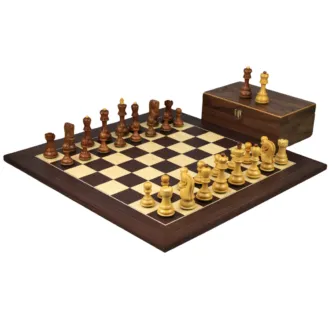 Macassar Chess Set 20 Inch with Weighted Sheesham Zagreb Staunton Chess Pieces 3.75 Inch