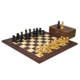 Macassar Chess Set 20 Inch with Weighted Ebonised Zagreb Staunton Chess Pieces 3.75 Inch