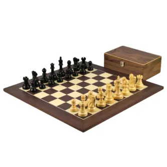 Macassar Chess Set 20 Inch with Weighted Ebonised Staunton Reykjavik Chess Pieces 3.75 Inch