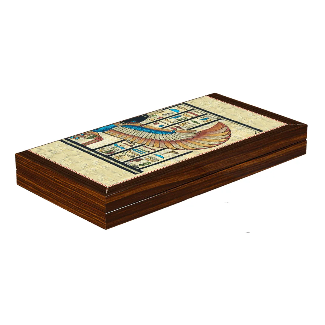Wooden Papyrus Design Backgammon Set 19 Inch