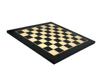 Ebony Chess Set 20 Inch With Helena Flat Board and Weighted Ebonised French Knight Staunton Chess Pieces 3.75 Inch