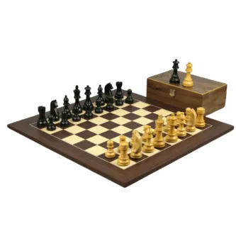 Macassar Chess Set 20 Inch with Weighted Ebony German Staunton Chess Pieces 3.75 Inch