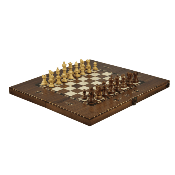 Helena Rural Walnut Chess & Backgammon Set With Sheesham Classic Staunton Chess Pieces 20 Inch