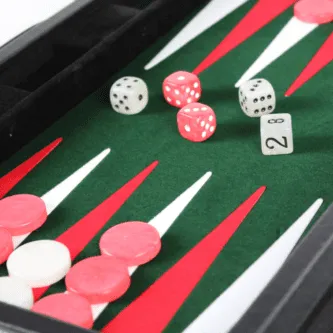 Malachite Green Leather Backgammon Set 15 Inch
