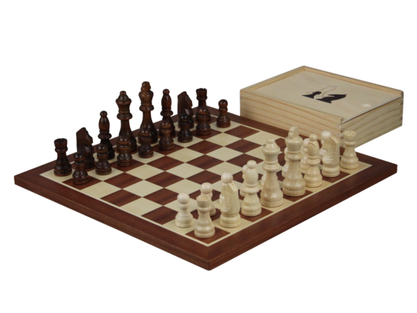 Mahogany Chess Set With Chess Pieces And Chess Box 14 Inch