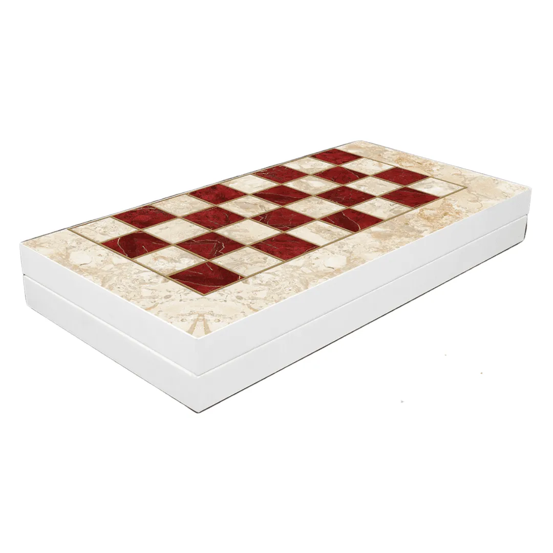 Wooden Red Marble Design Backgammon Set 19 Inch